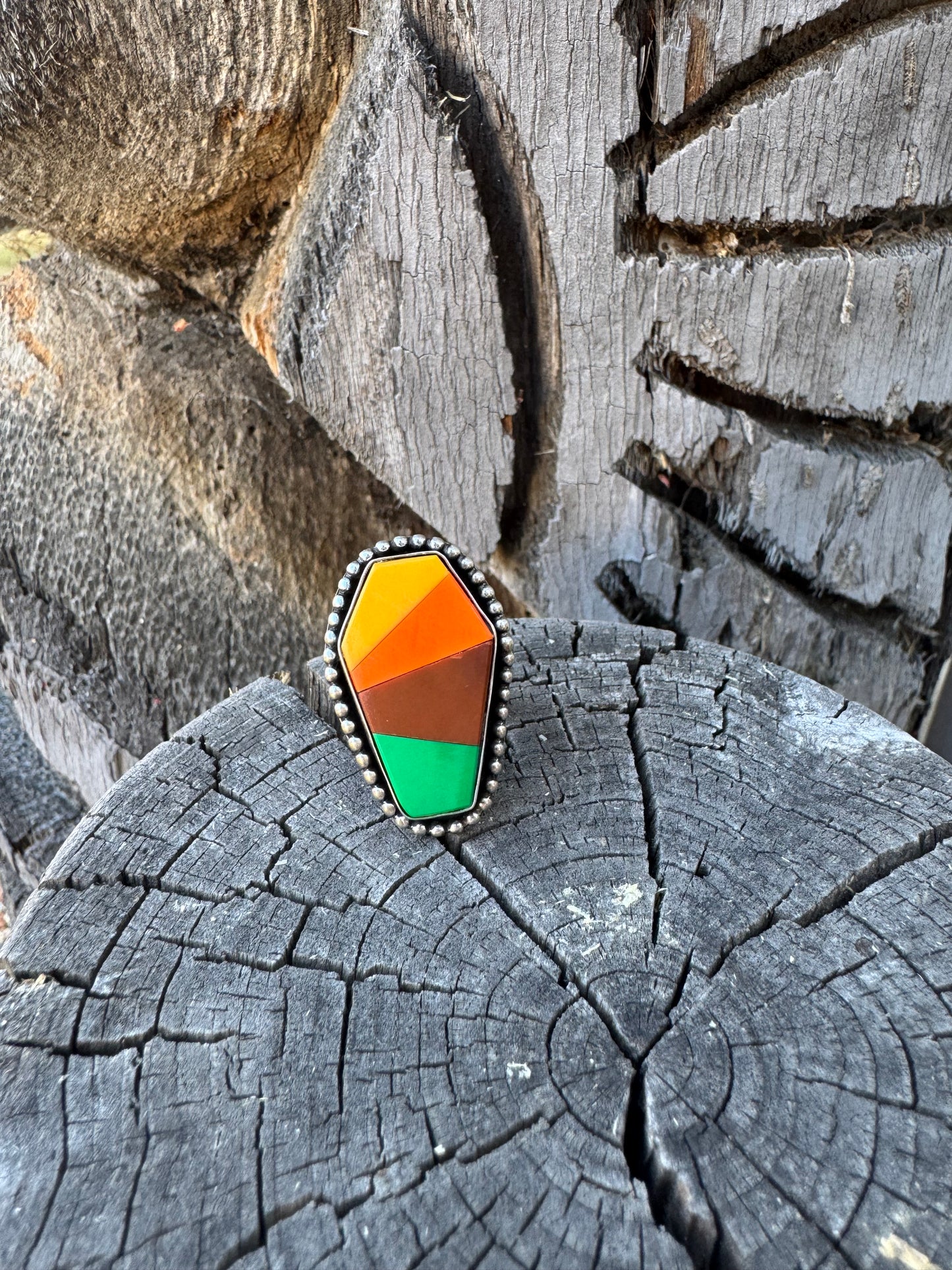 Coffin-Shaped Billiard Ball Scrap Ring