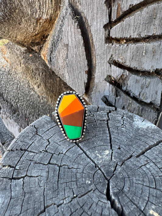 Coffin-Shaped Billiard Ball Scrap Ring