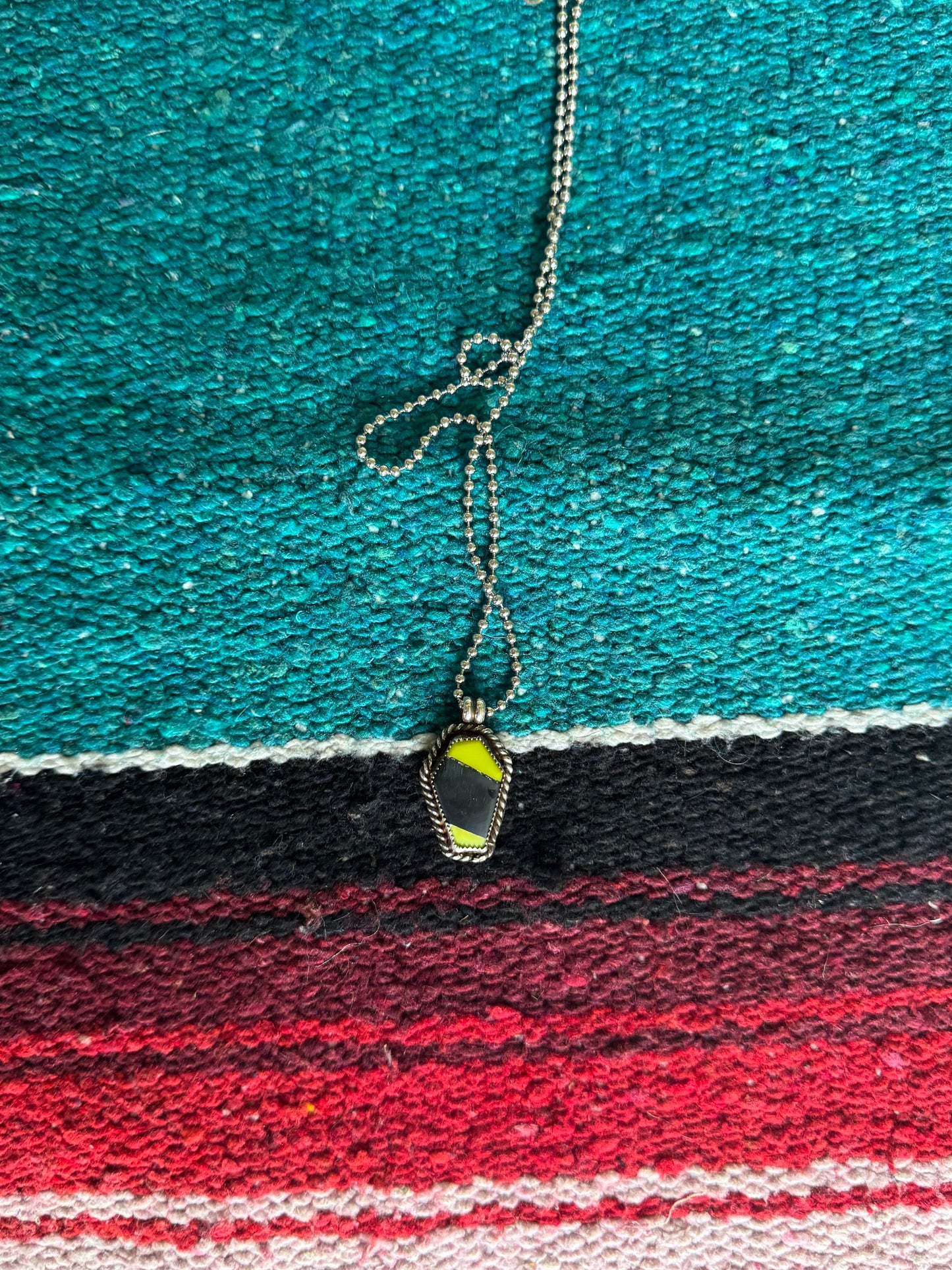 Billiard Ball Abstract Striped Coffin Charm Necklace