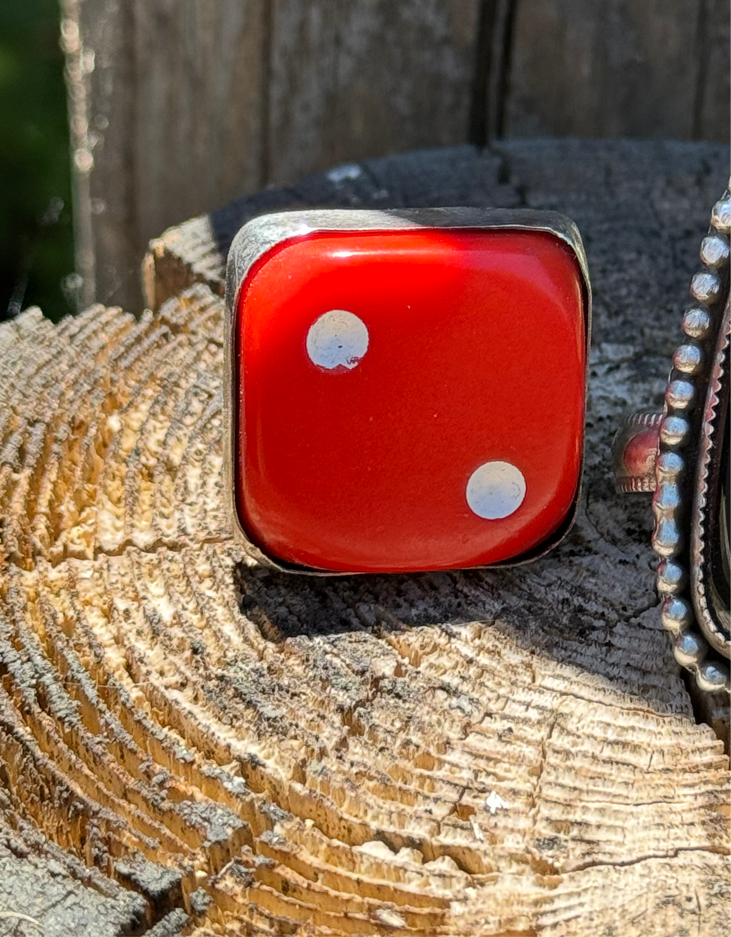 Large Red "2" Dice Ring
