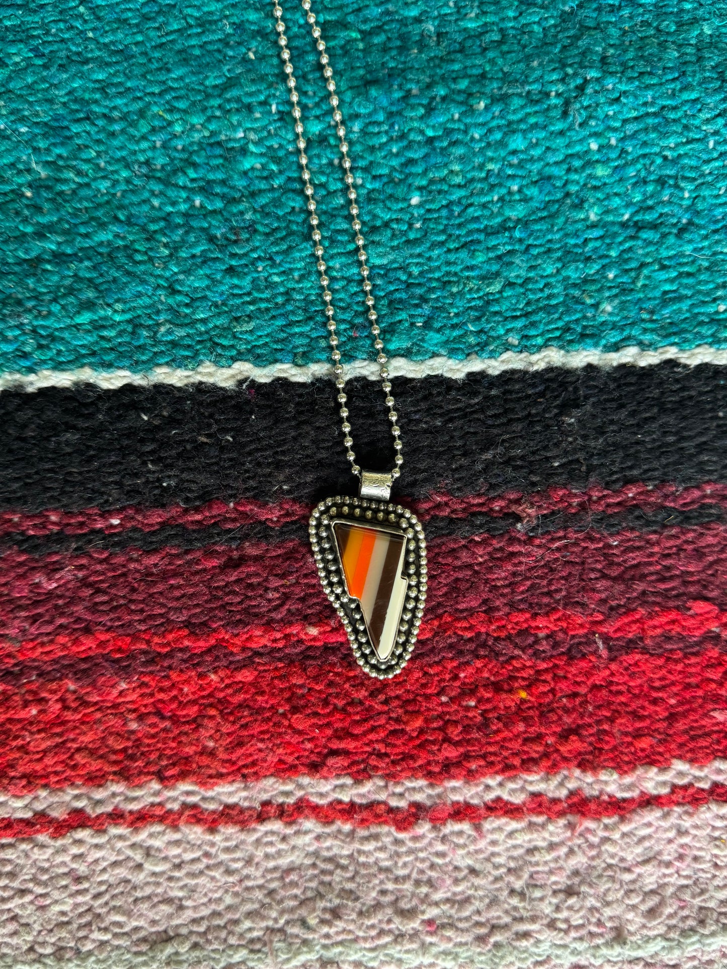 Chunky Serape Striped Lightning Bolt Charm Necklace