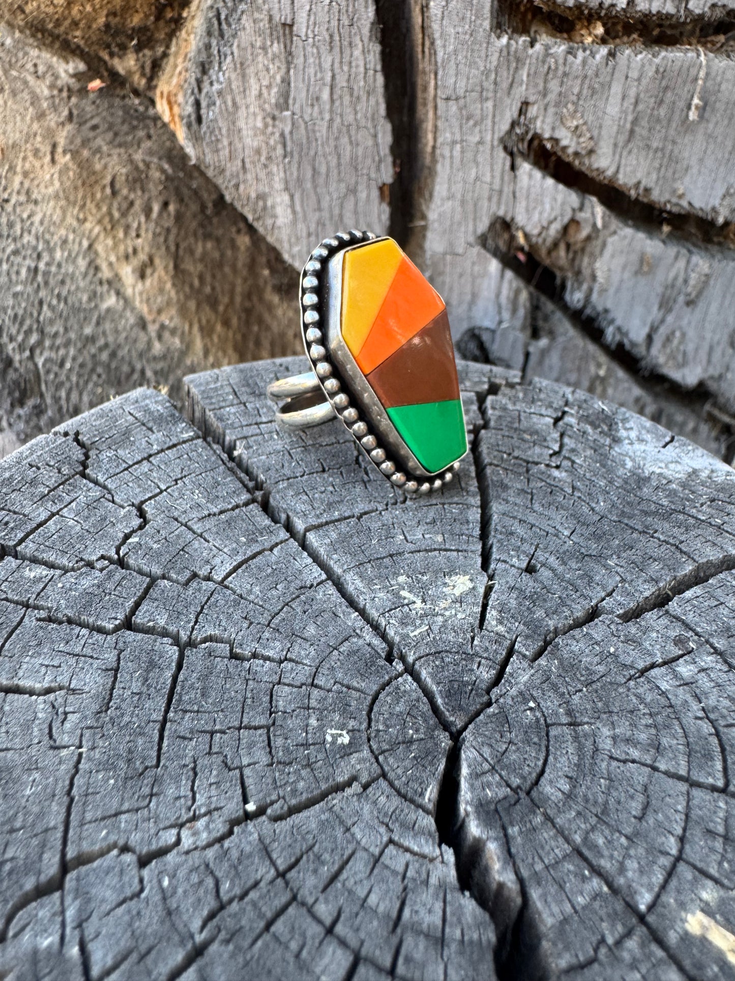 Coffin-Shaped Billiard Ball Scrap Ring