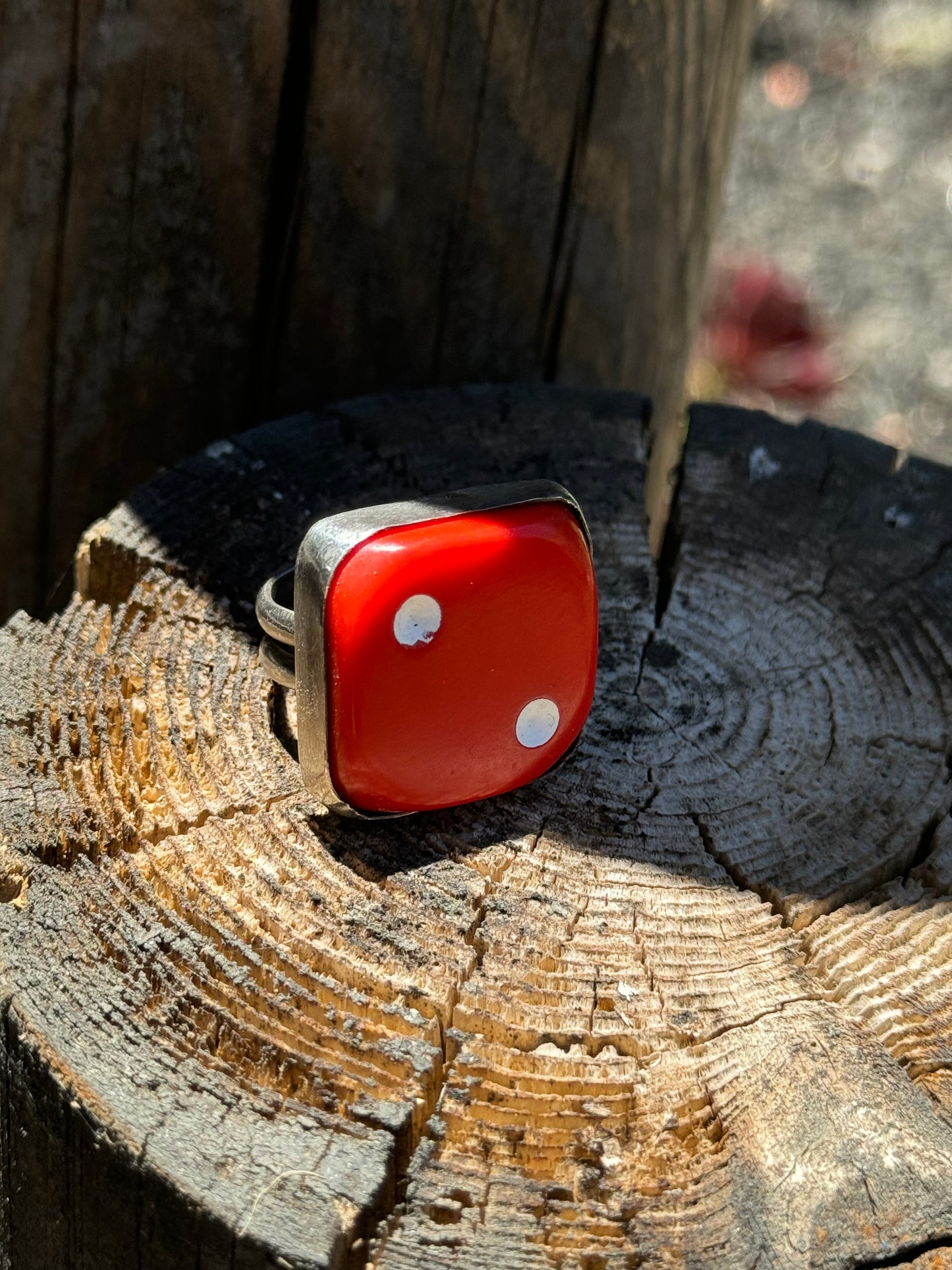 Large Red "2" Dice Ring
