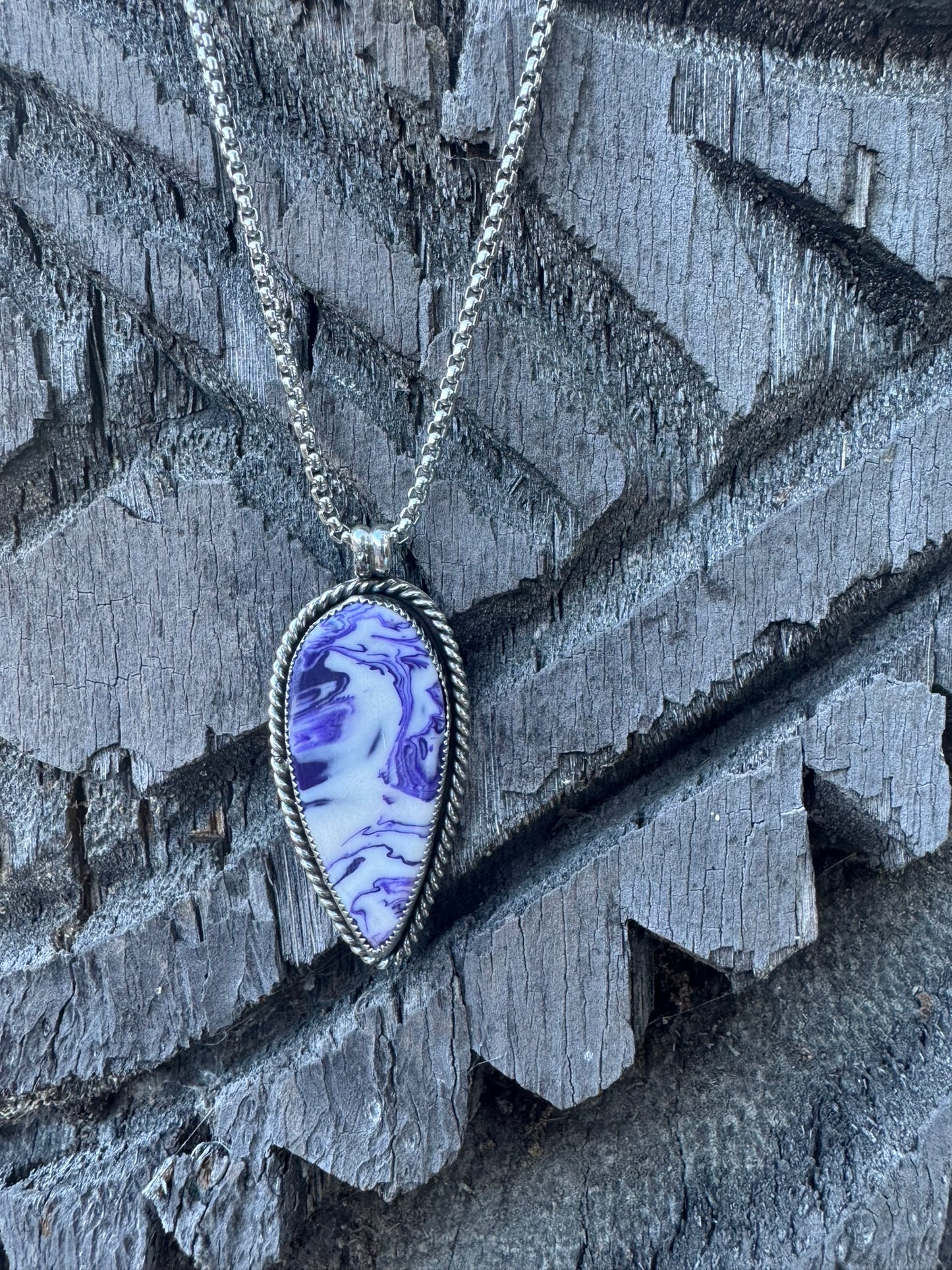 Large Pool Ball Scrap Swirl Teardrop Necklace