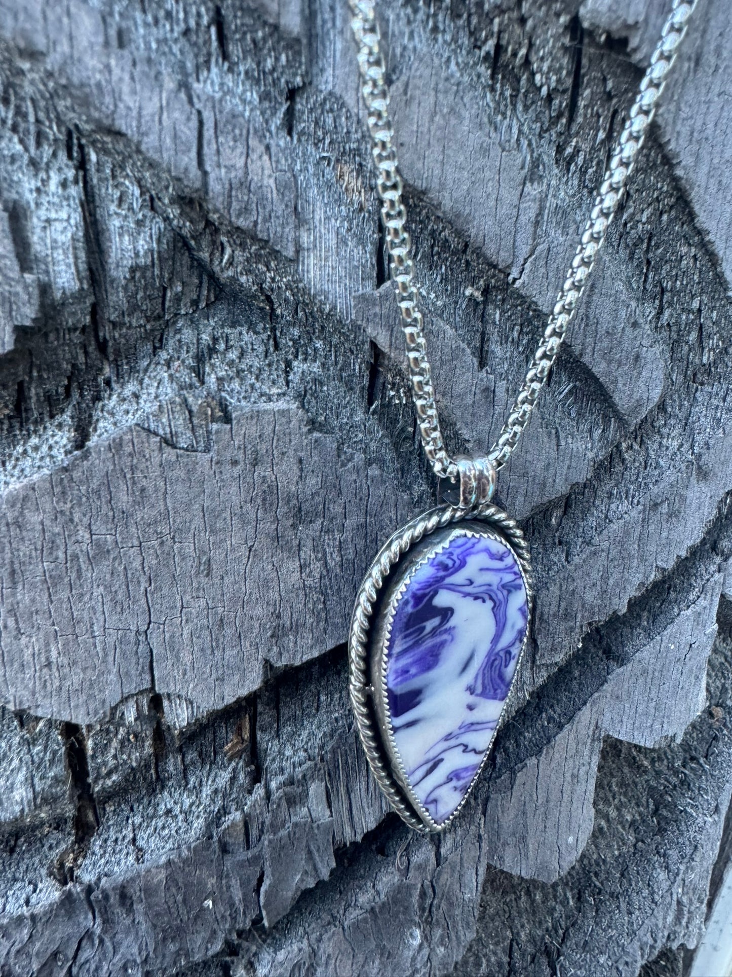 Large Pool Ball Scrap Swirl Teardrop Necklace