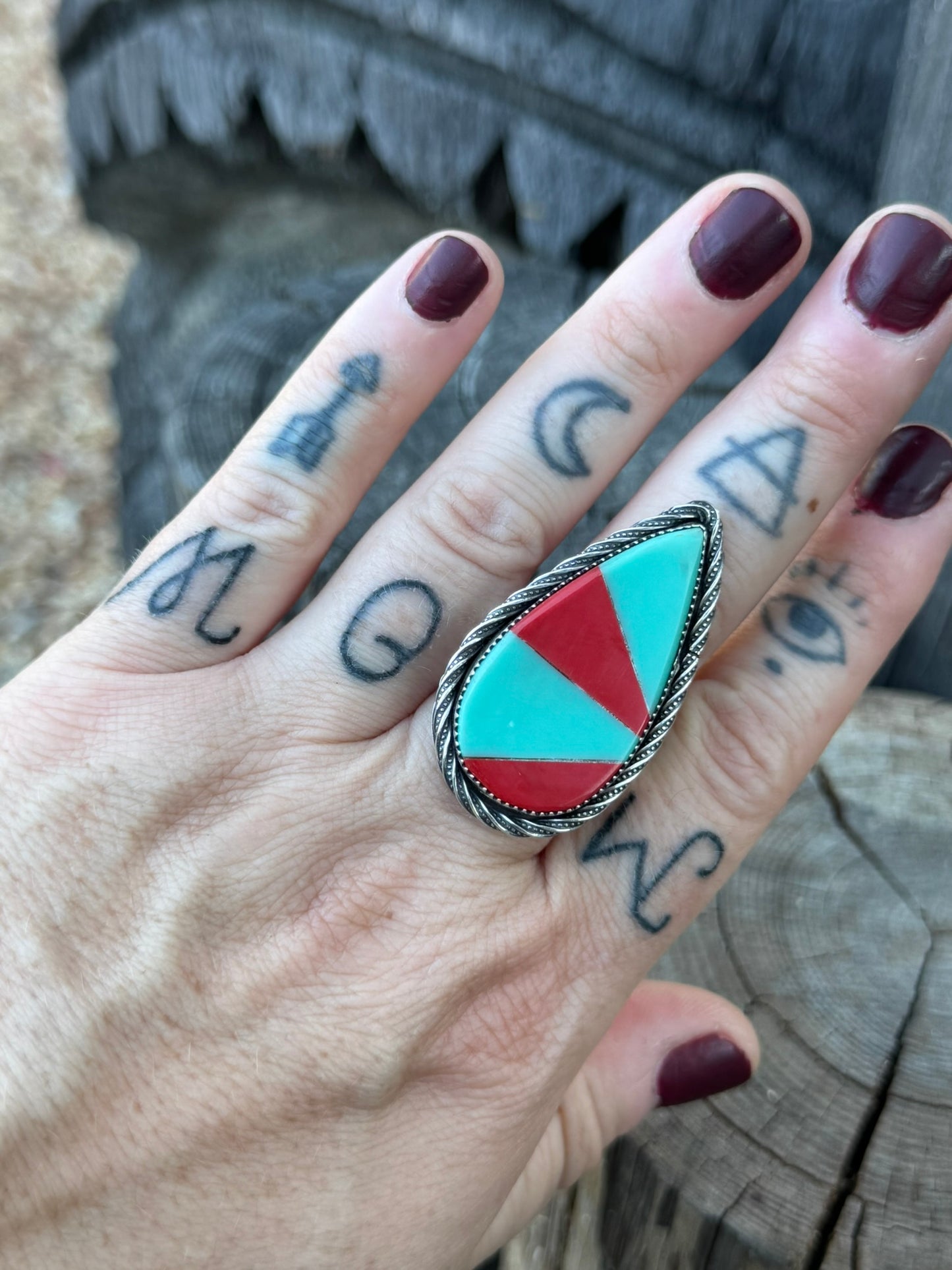 Large, Pool Ball Scrap Teardrop Ring