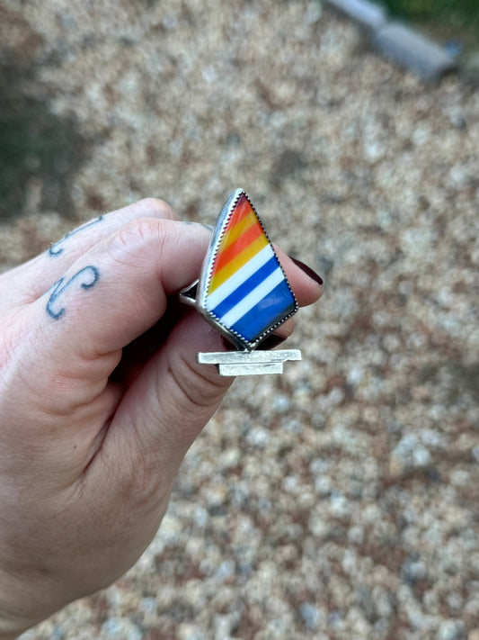 Abstract Serape Statement Ring