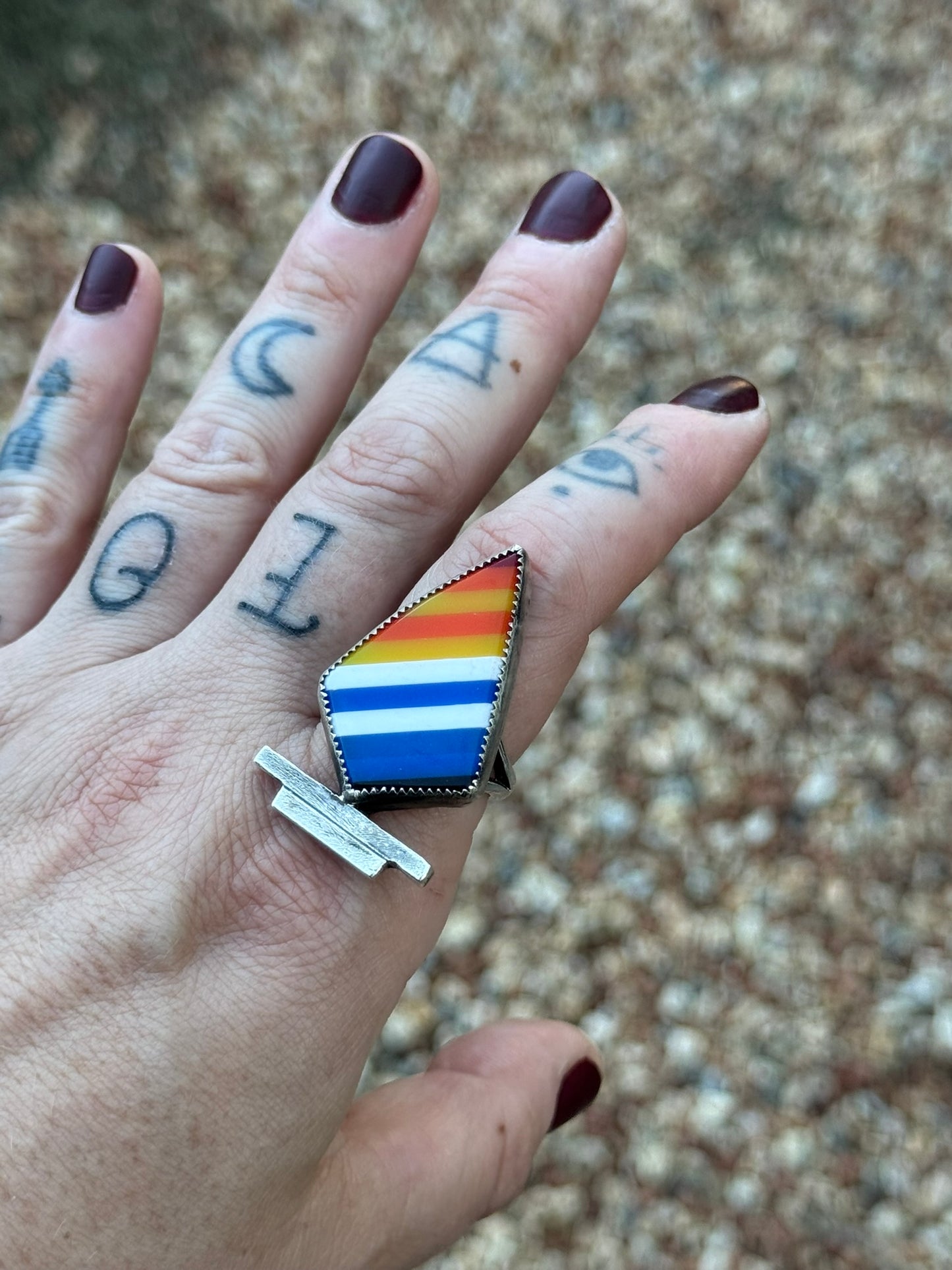 Abstract Serape Statement Ring