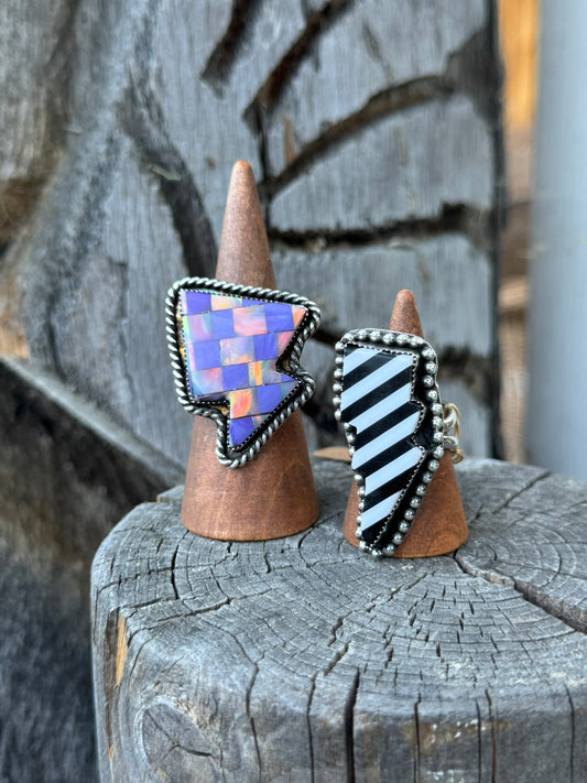 Large Chunky Opal Checkerboard Bolt Ring