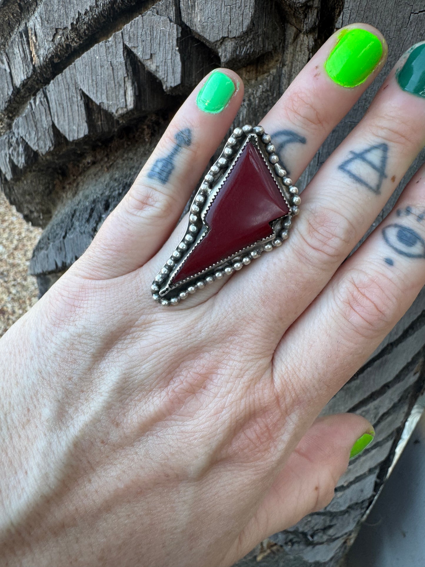 Red Rosarita Bolt Ring