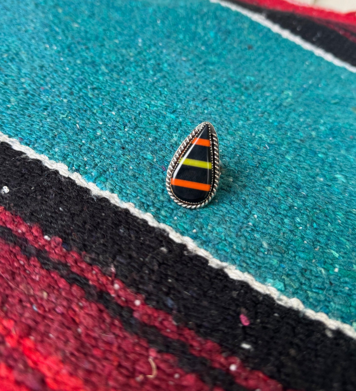 Striped Teardrop Statement Ring