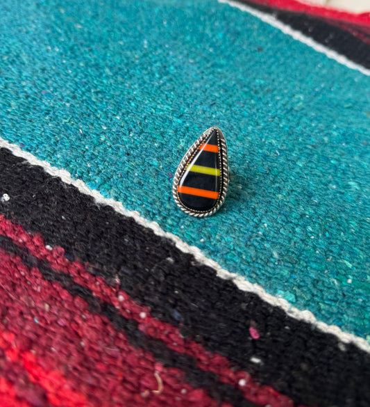 Striped Teardrop Statement Ring