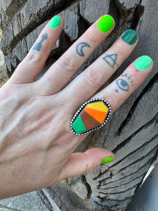 Coffin-Shaped Billiard Ball Scrap Ring