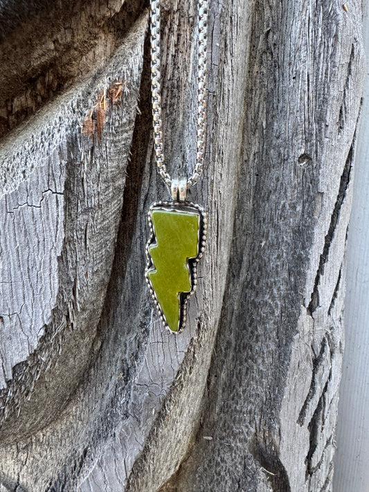 Green Serpentine Bolt Necklace