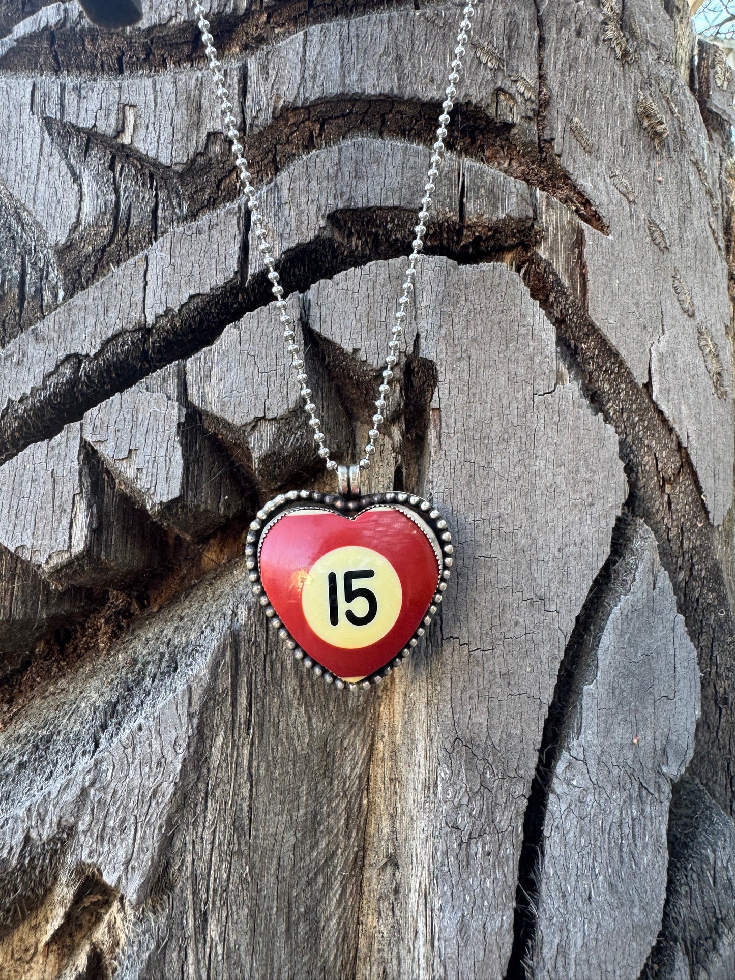“15” Chunky Heart-Shaped Billiard Ball Necklace