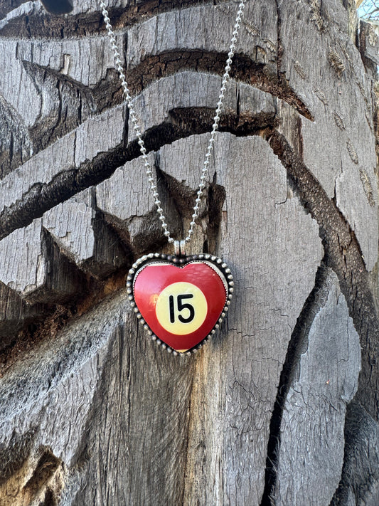 “15” Chunky Heart-Shaped Billiard Ball Necklace