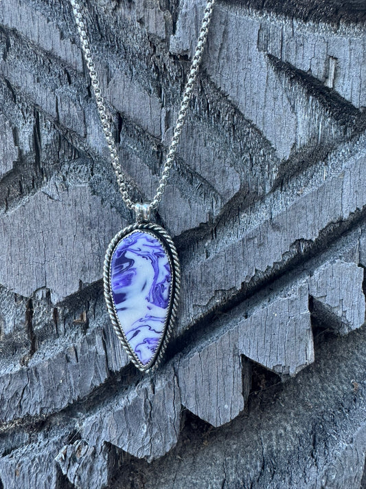 Large Pool Ball Scrap Swirl Teardrop Necklace