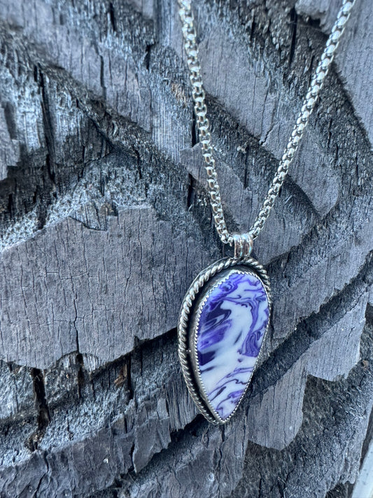 Large Pool Ball Scrap Swirl Teardrop Necklace