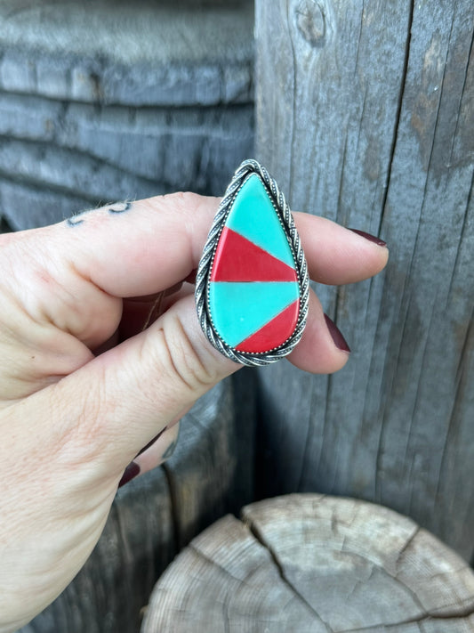 Large, Pool Ball Scrap Teardrop Ring