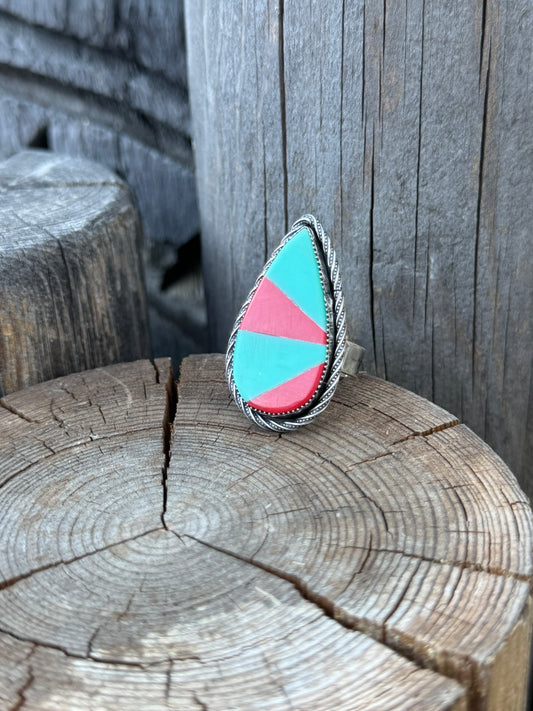 Large, Pool Ball Scrap Teardrop Ring