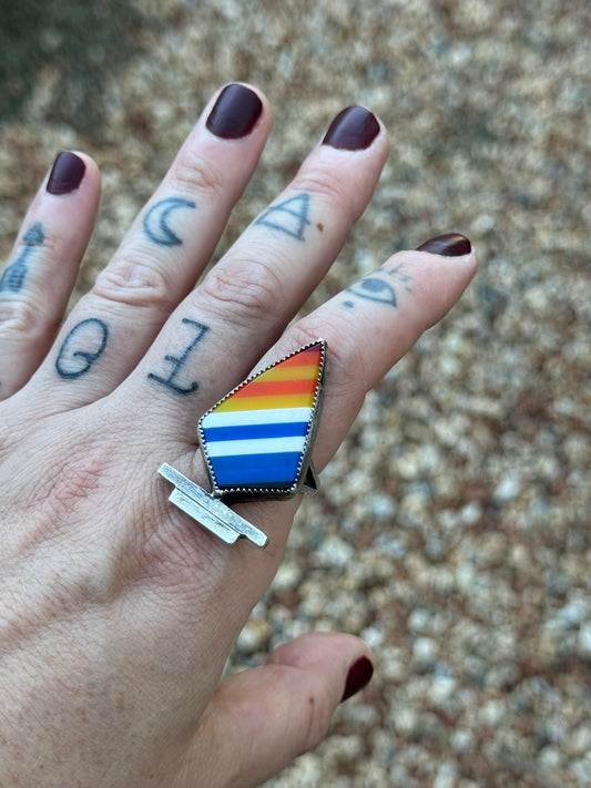 Abstract Serape Statement Ring