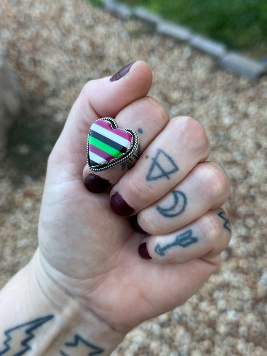 Small Serape Heart Ring